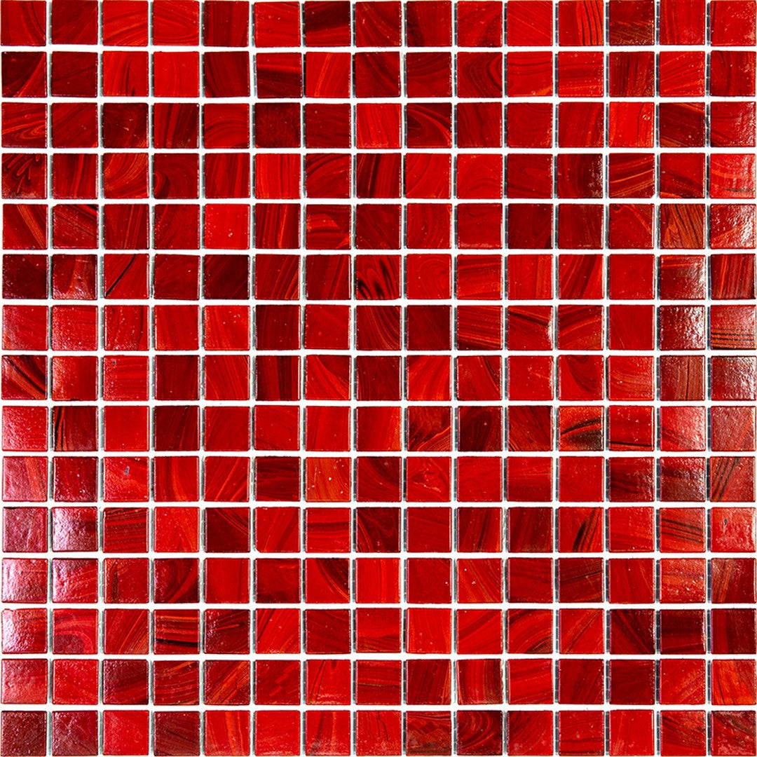 MiR Alma Solid Color Sandy Red 12" x 12" Glass 0.8" Mosaic