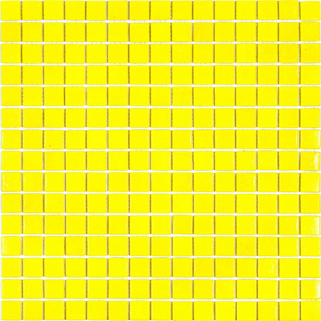 MiR Alma Solid Color Sandy Yellow 12" x 12" Glass 0.8" Mosaic