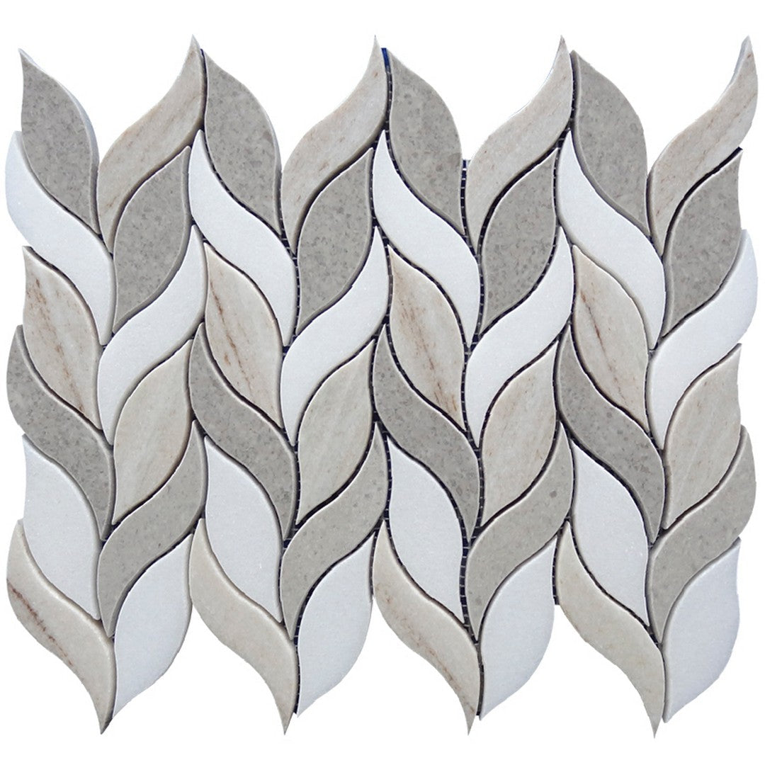 MiR Sahara 9.6" x 12.2" Interlocking Crystal Sand & Thassoss White & Cinderella Gray Natural Stone Mosaic