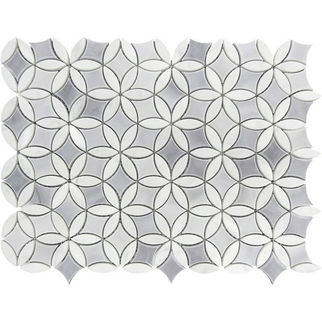 MiR Seattle 11.7" x 15.2" Interlocking Bardiglio & Bianco Carrara Marble Mosaic