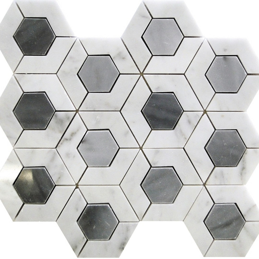 MiR Seattle 11.4" x 13" Polished Marble 3.25" Hexagon Mosaic