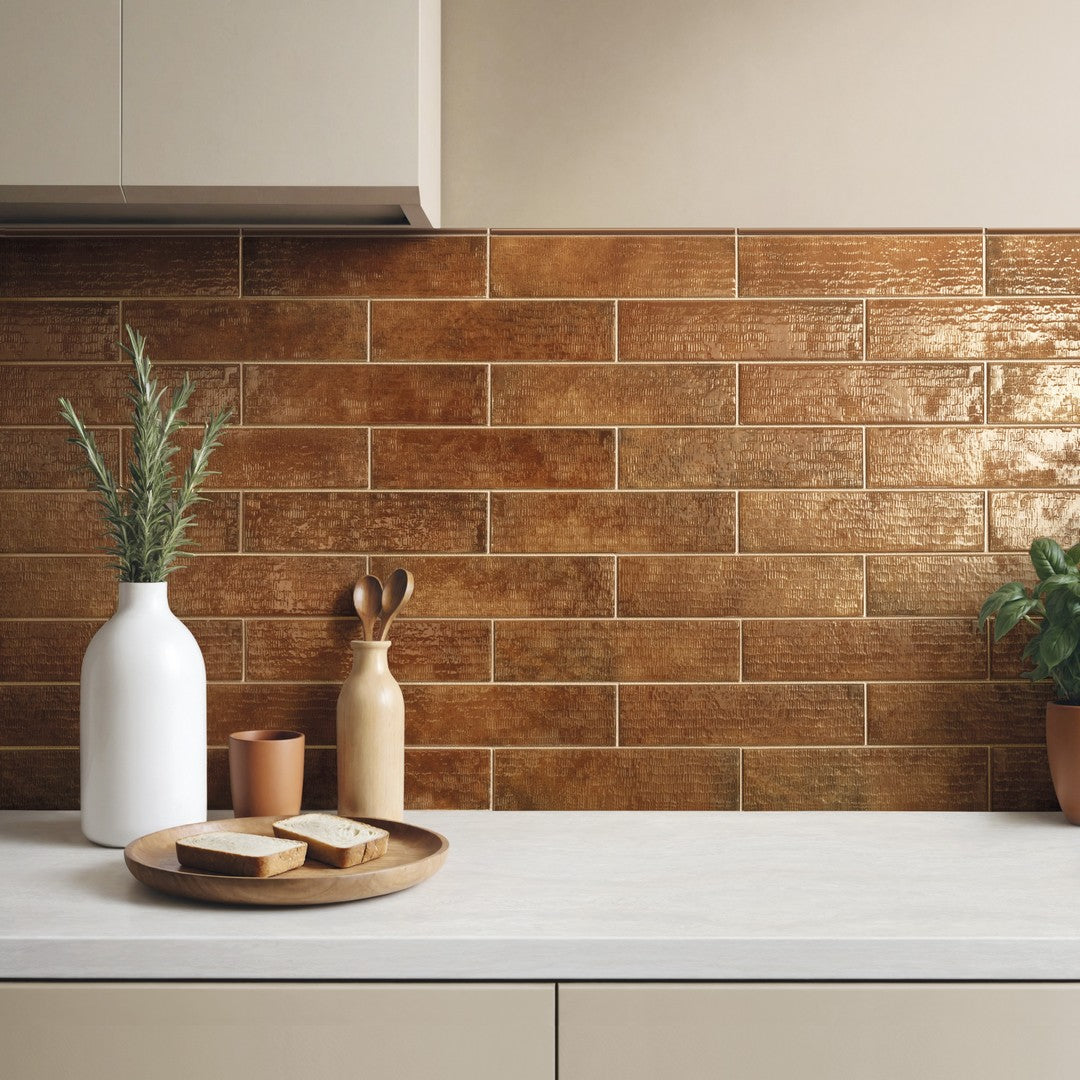 Settecento-Inciso-3-x-12-Glossy-Grooved-Texture-Porcelain-Wall-Tile-Earth