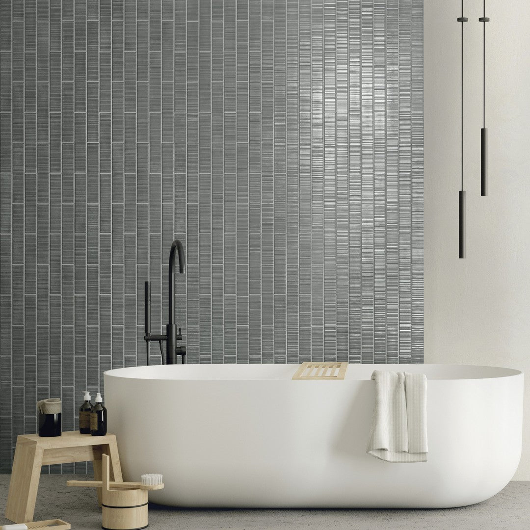 Settecento-Vibrant-2-x-9-Glossy-Porcelain-Wall-Tile-Pewter
