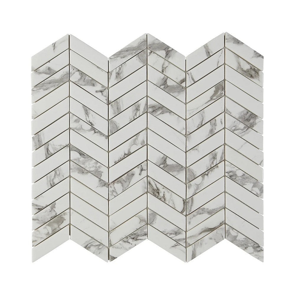 Lungarno Simple Stone 11.02" x 12.24" Pressed Glass Chevron Mosaic