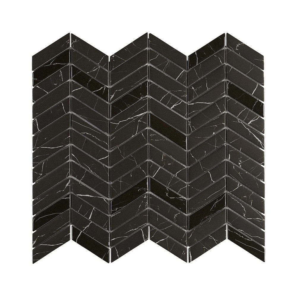Lungarno Simple Stone 11.02" x 12.24" Pressed Glass Chevron Mosaic