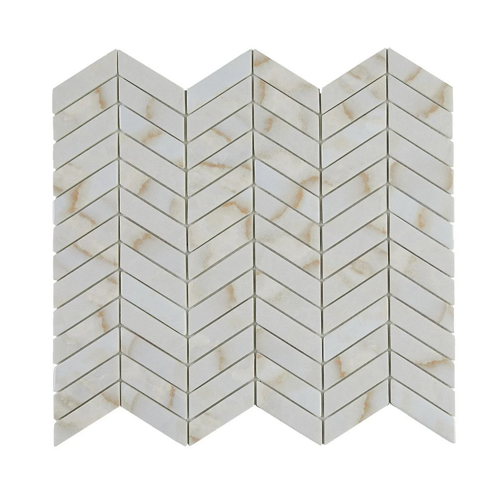Lungarno Simple Stone 11.02" x 12.24" Pressed Glass Chevron Mosaic