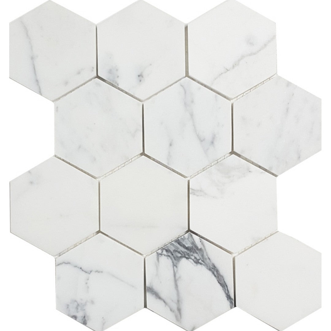 Tesoro Metropolitan 10.5" x 9" Polished 3" Hexagon Natural Stone Mosaic