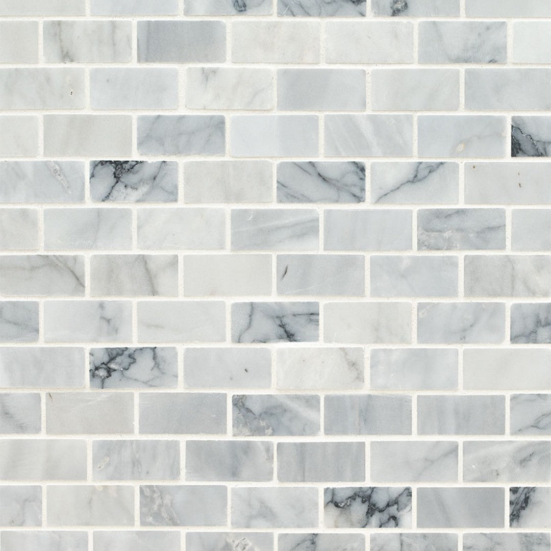 MS International Carrara Classique 11.81" x 11.81" Honed Brick Marble Mosaic