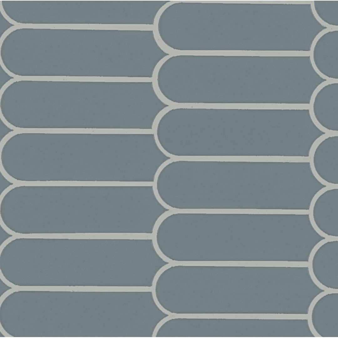 MS International Cielo Azul 12" x 12" Glossy Scallop Porcelain Mosaic