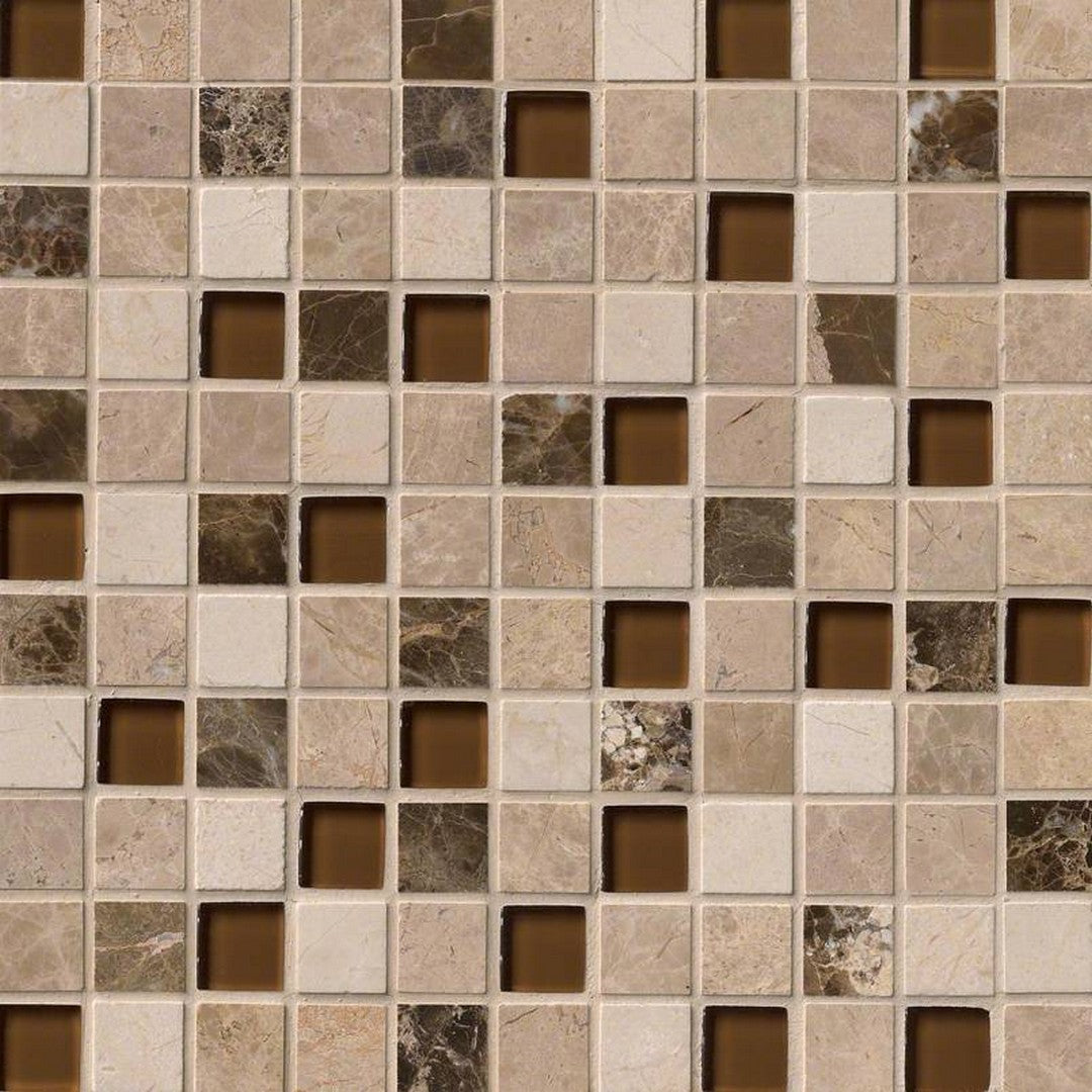 MS International Decorative Blends 12" x 12" Glass & Stone 1" Mosaic