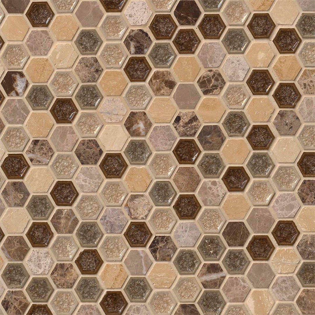 MS International Decorative Blend 12" x 12" Glass & Stone Mosaic