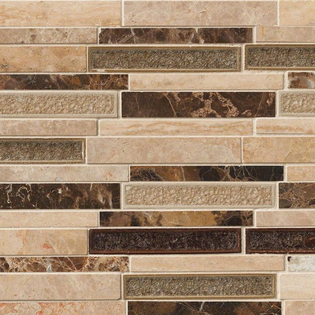 MS International Decorative Blend 12" x 12" Glass & Stone Mosaic