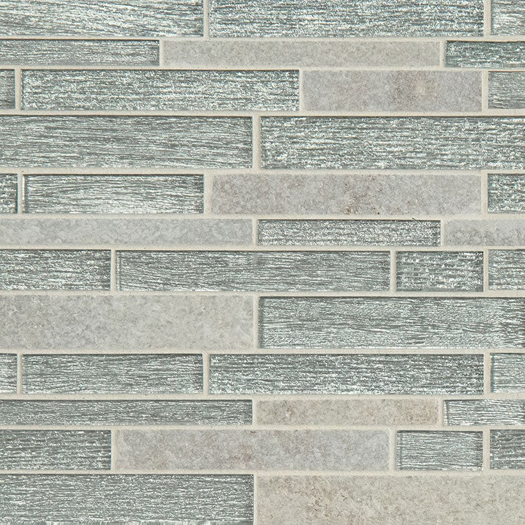 MS International Decorative Blend 11.75" x 12" Linear Glass & Stone Mosaic