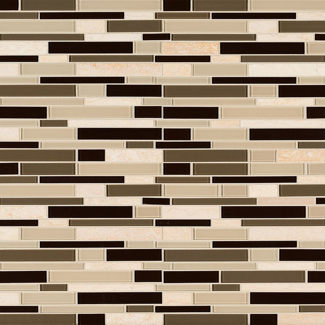 MS International Decorative Blend 12" x 12" Glass & Stone Mosaic