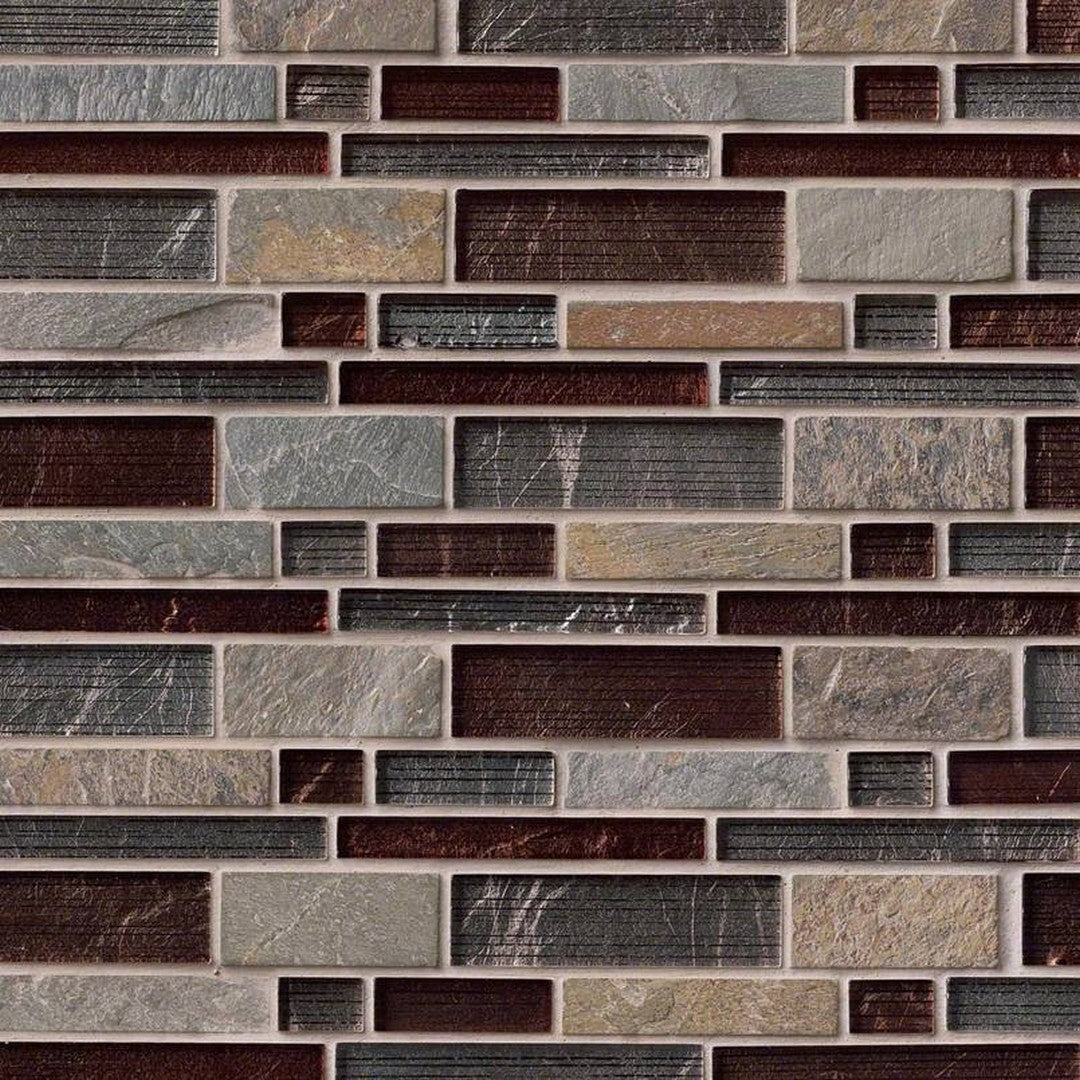 MS International Decorative Blend 12" x 12" Glass & Stone Mosaic
