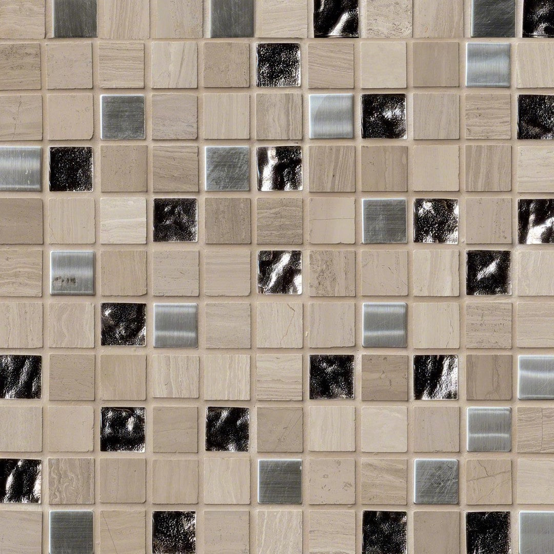 MS International Decorative Blend 12" x 12" Glass & Stone Mosaic