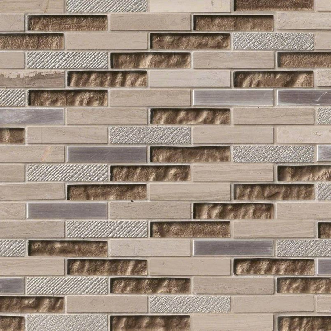 MS International Decorative Blend 12" x 12" Glass & Stone Mosaic