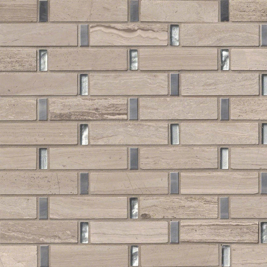 MS International Decorative Blend 12" x 12" Glass & Stone Mosaic