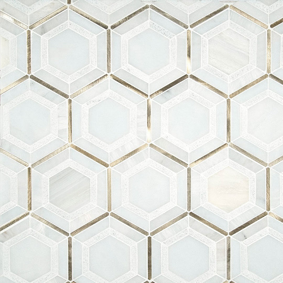 MS International Medici 11" x 13" Hexagon Mixed Mosaic