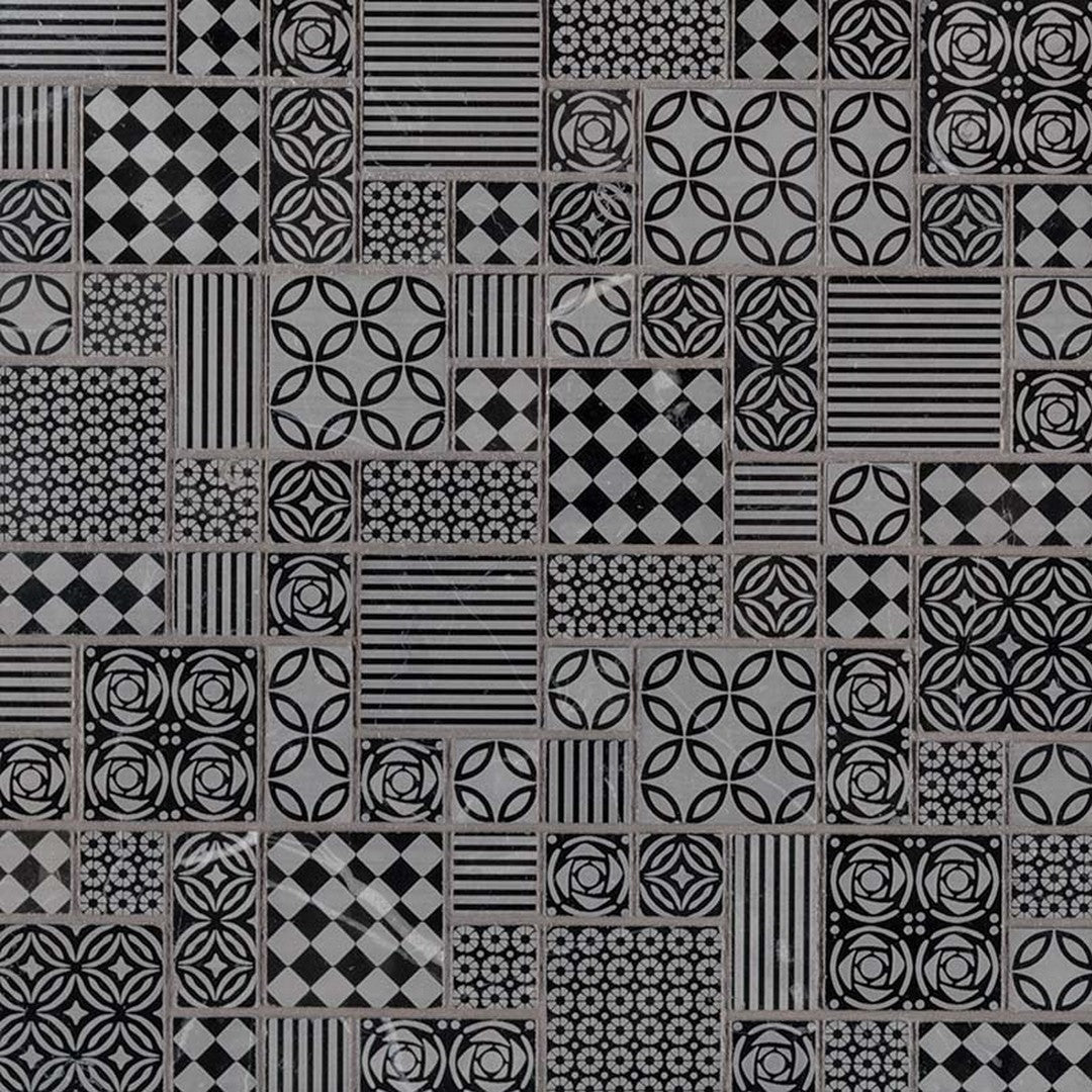MS International Tetris 11.81" x 11.81" Honed Deco Marble Mosaic