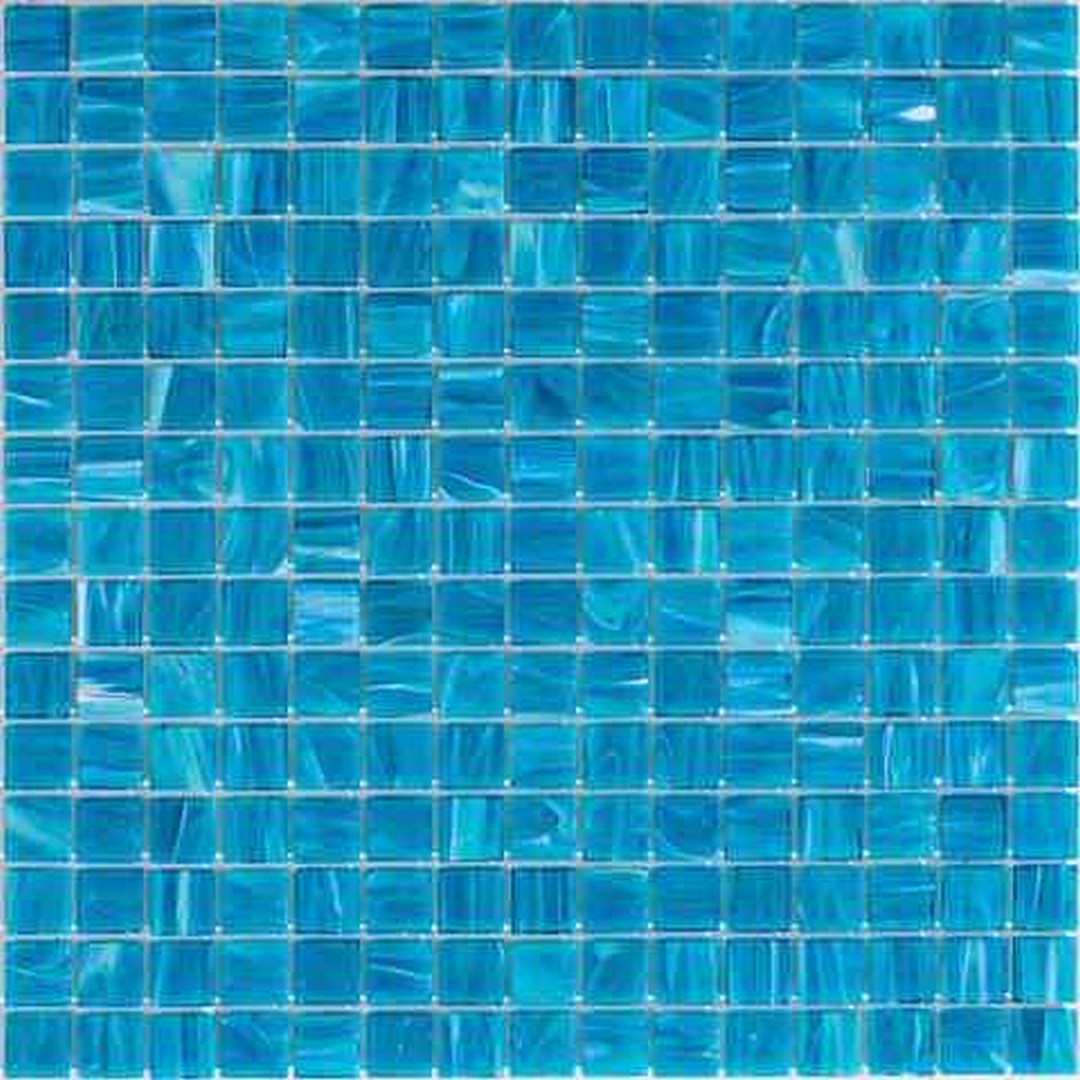 MiR Alma Solid Color Stella Blue 12" x 12" Glass 0.8" Mosaic