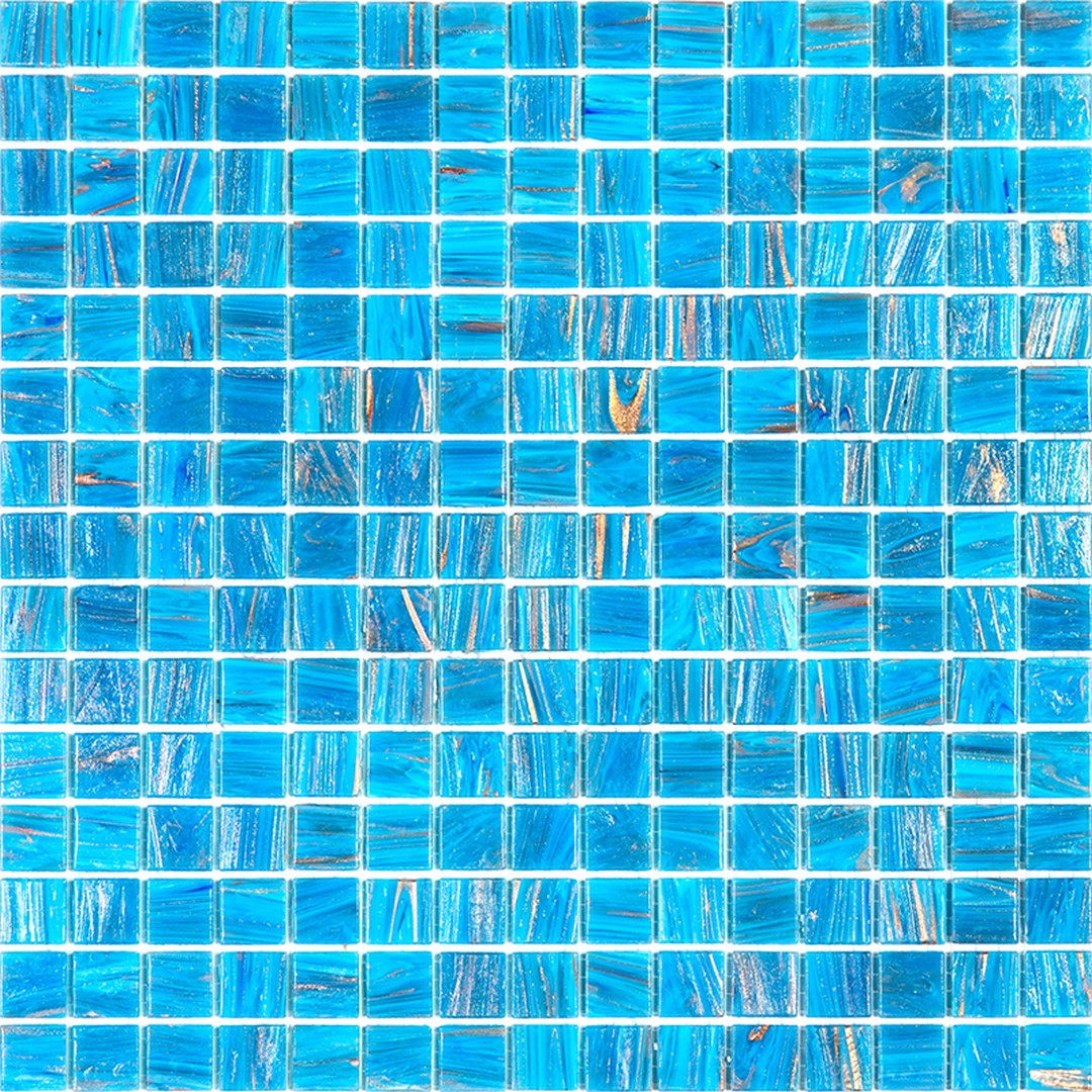 MiR Alma Solid Color Stella Blue 12" x 12" Glass 0.8" Mosaic