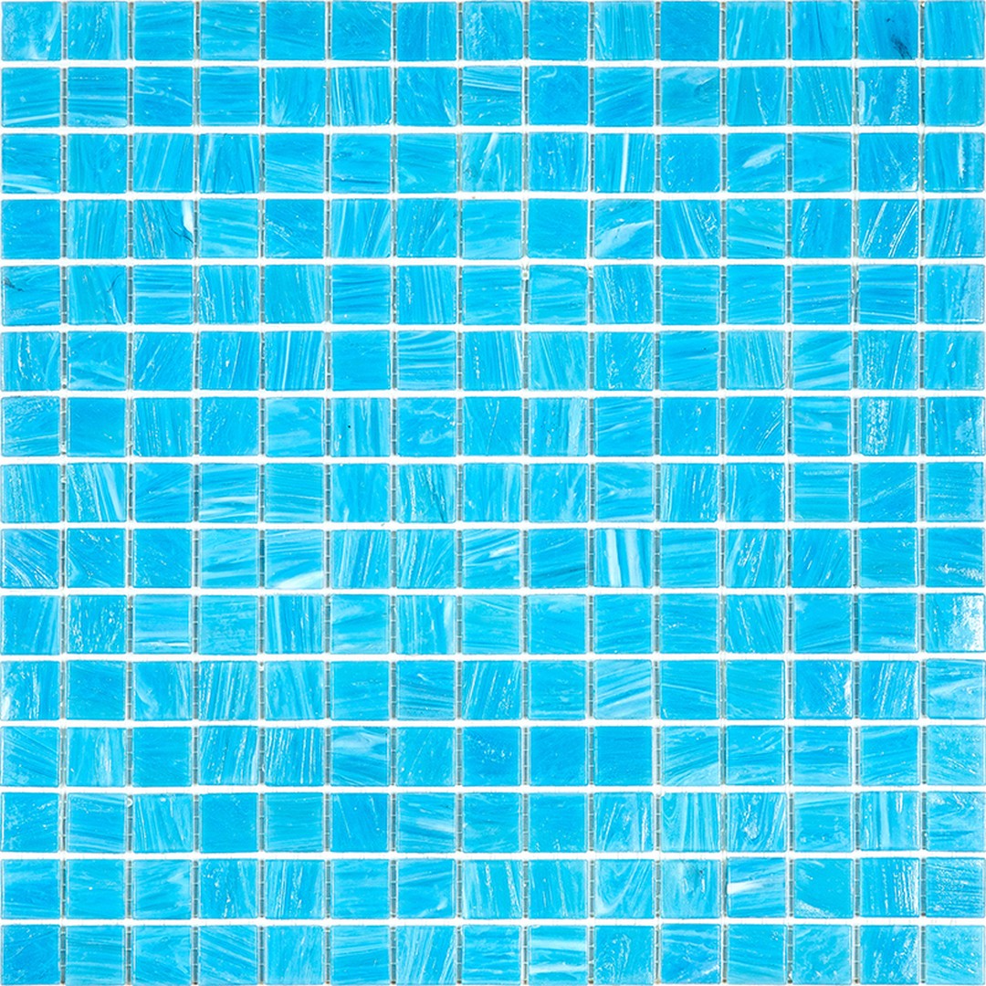 MiR Alma Solid Color Stella Blue 12" x 12" Glass 0.8" Mosaic