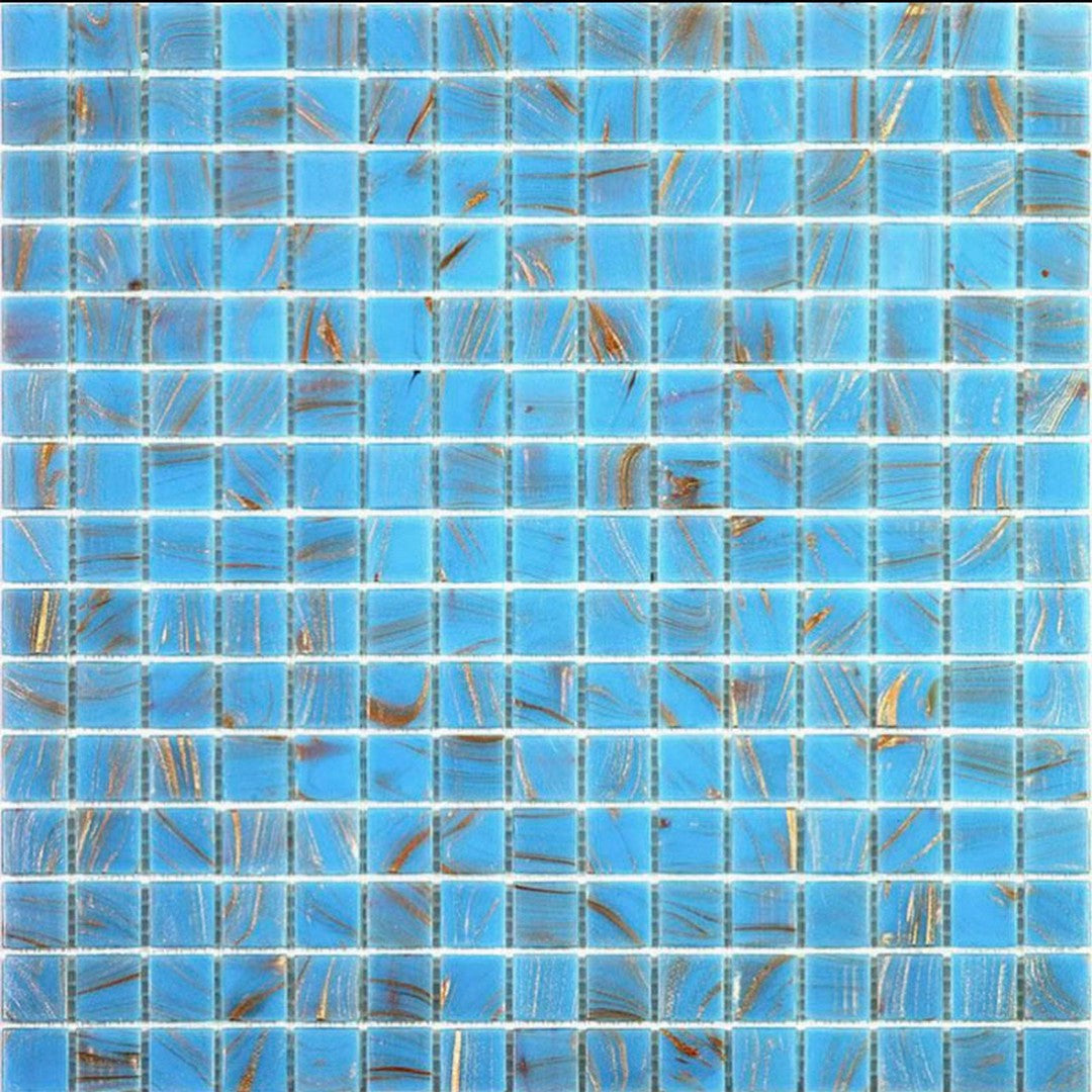 MiR Alma Solid Color Stella Blue 12" x 12" Glass 0.8" Mosaic