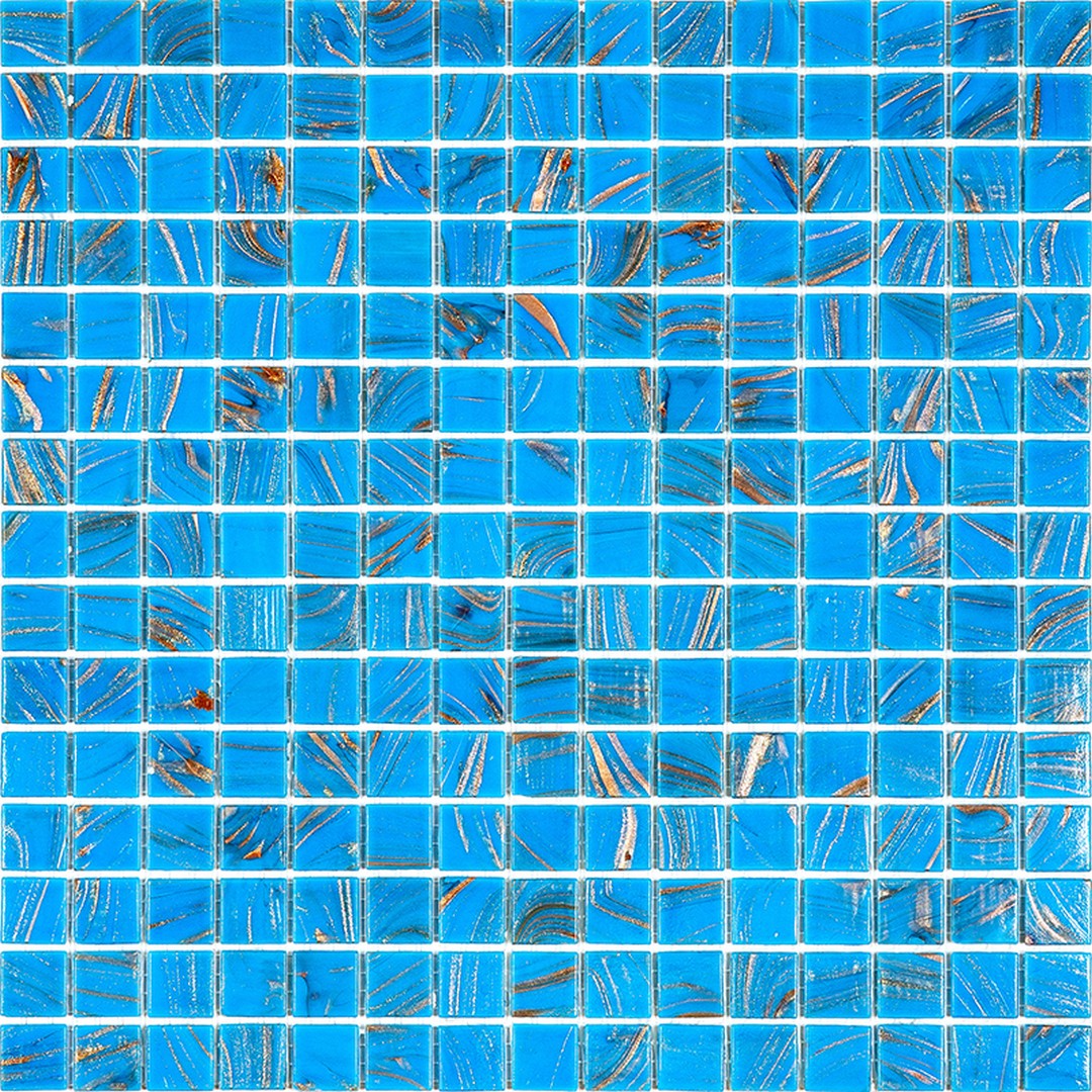 MiR Alma Solid Color Stella Blue 12" x 12" Glass 0.8" Mosaic