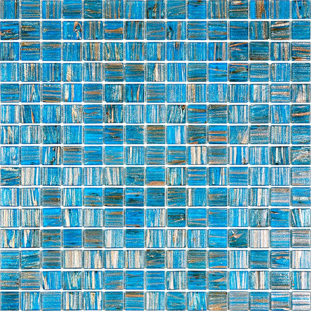 MiR Alma Solid Color Stella Blue 12" x 12" Glass 0.8" Mosaic