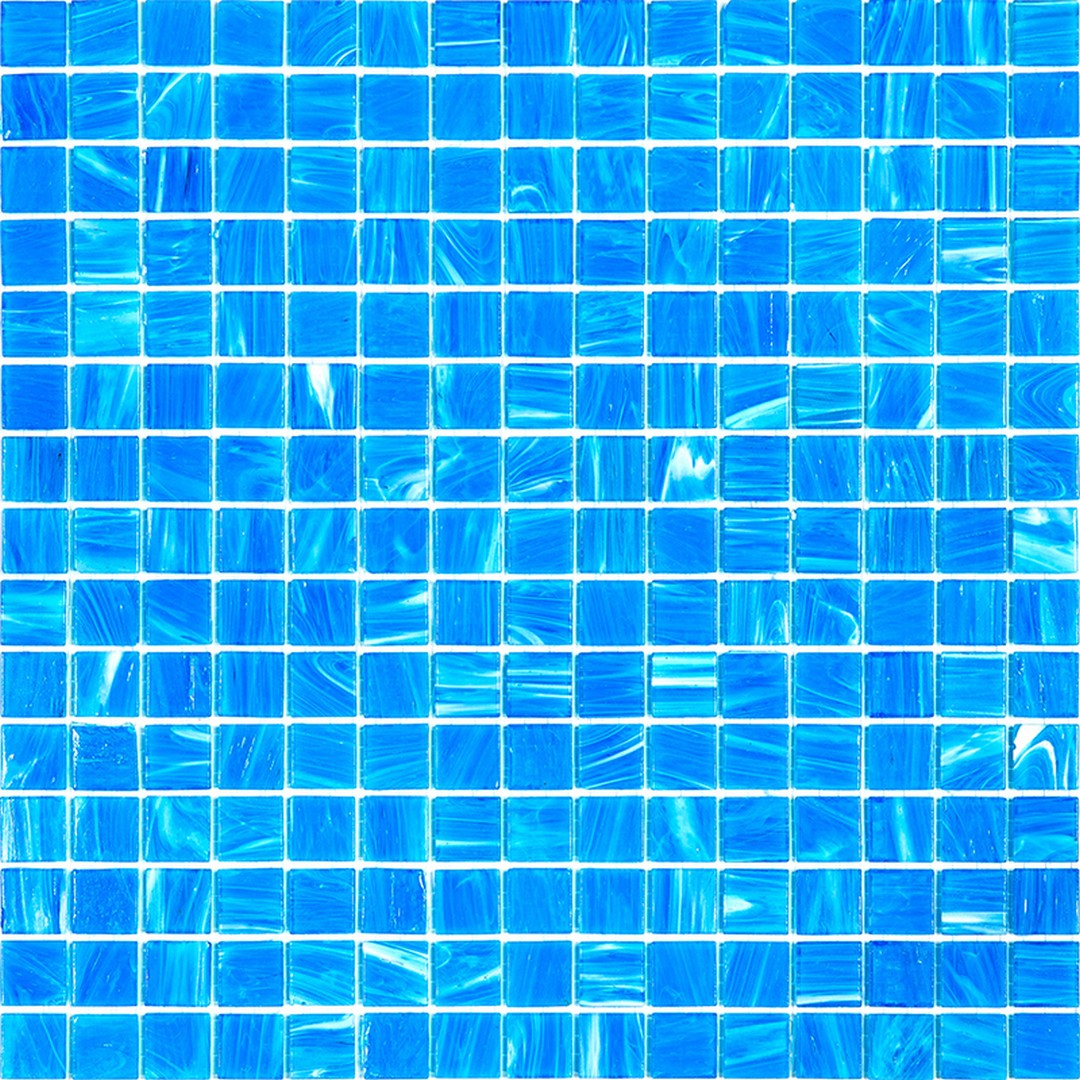 MiR Alma Solid Color Stella Blue 12" x 12" Glass 0.8" Mosaic