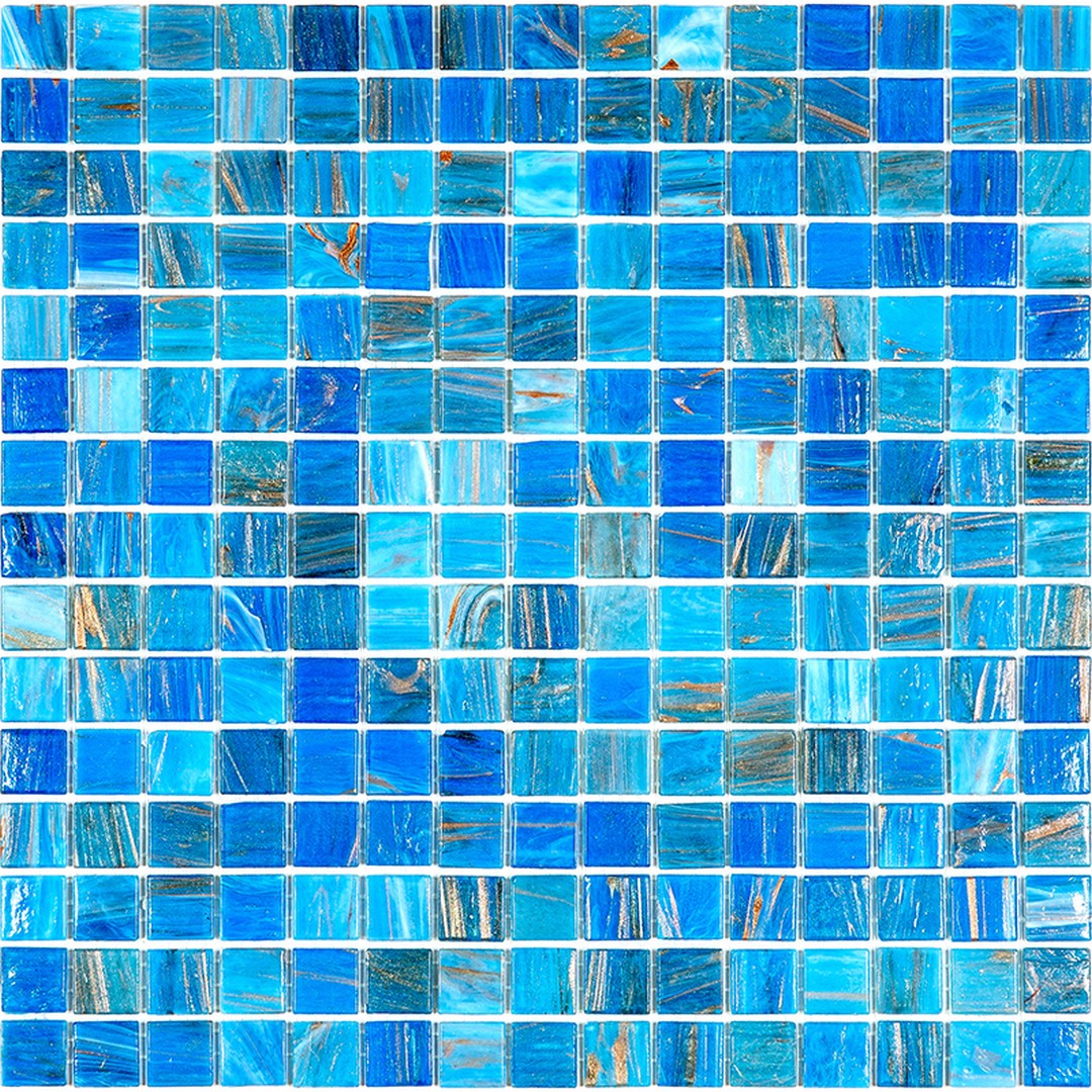 MiR Alma Solid Color Stella Blue 12" x 12" Glass 0.8" Mosaic