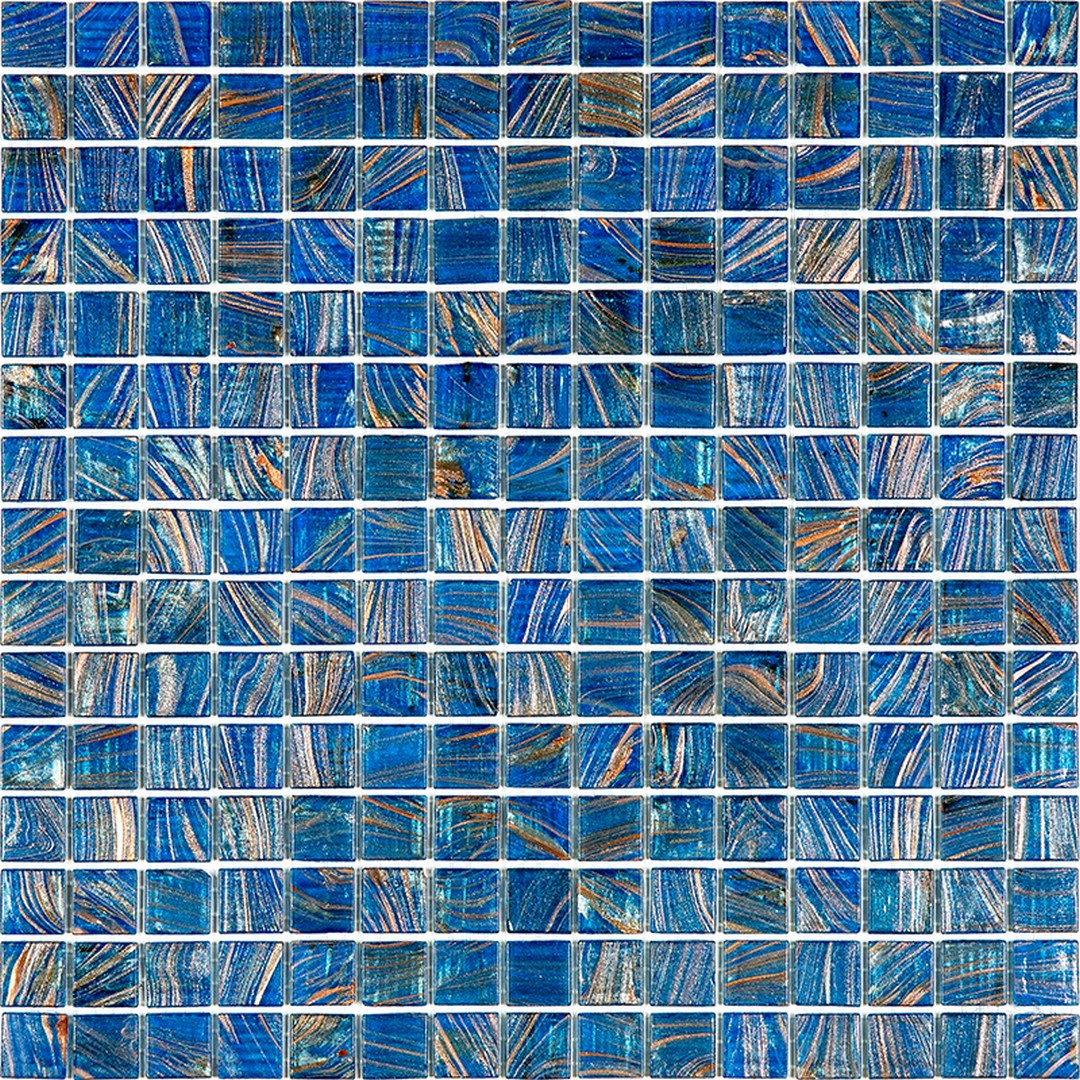 MiR Alma Solid Color Stella Blue 12" x 12" Glass 0.8" Mosaic