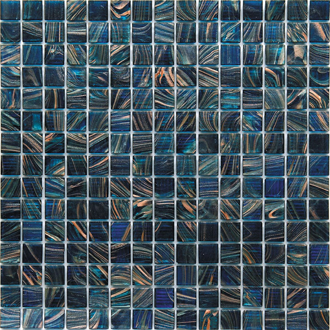 MiR Alma Solid Color Stella Blue 12" x 12" Glass 0.8" Mosaic