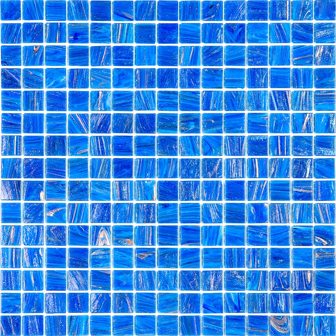 MiR Alma Solid Color Stella Blue 12" x 12" Glass 0.8" Mosaic