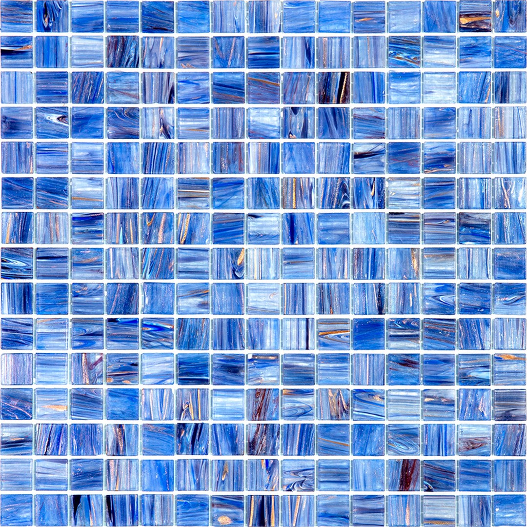 MiR Alma Solid Color Stella Blue 12" x 12" Glass 0.8" Mosaic