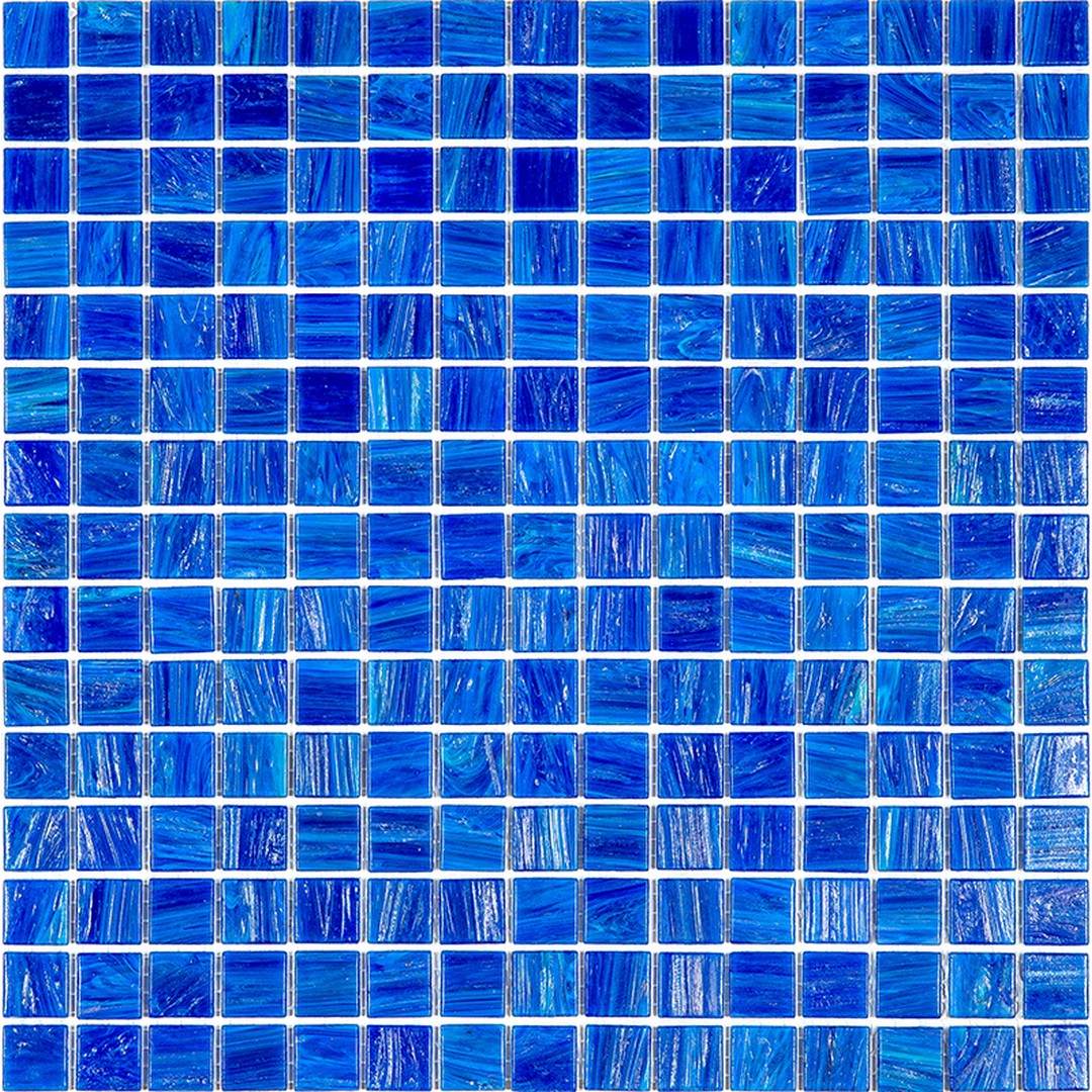 MiR Alma Solid Color Stella Blue 12" x 12" Glass 0.8" Mosaic