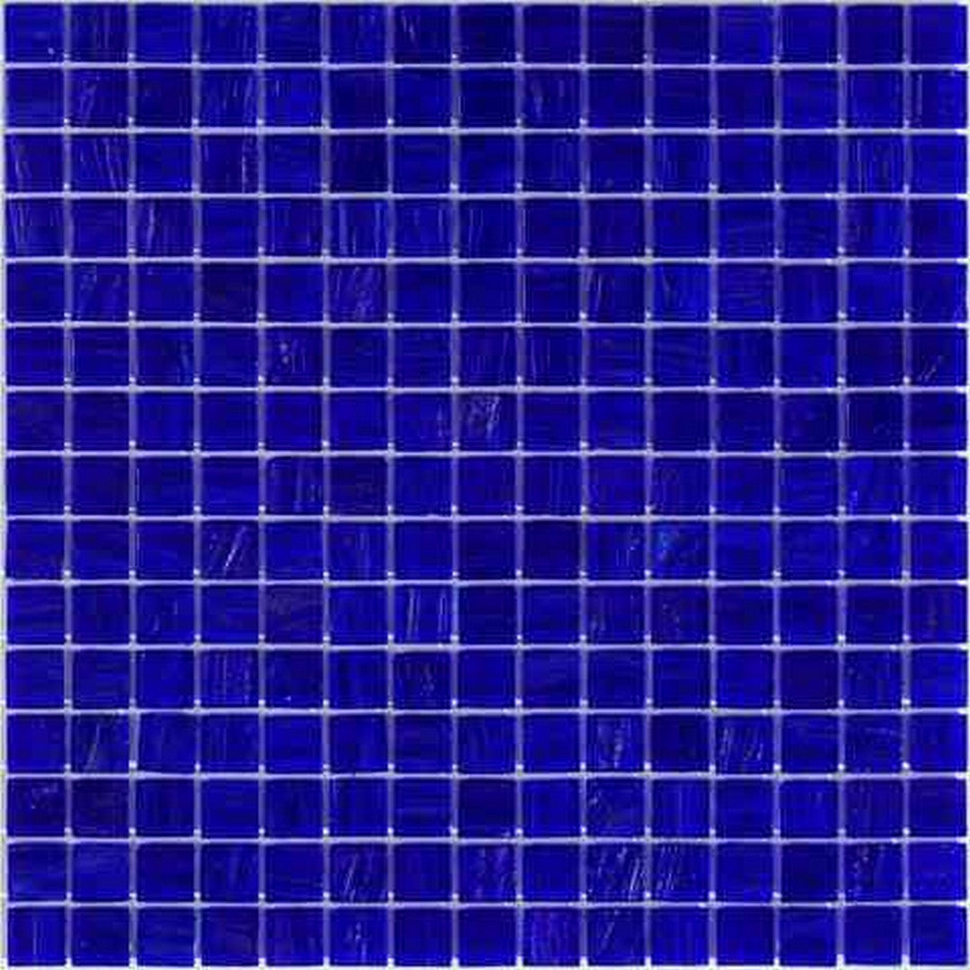 MiR Alma Solid Color Stella Blue 12" x 12" Glass 0.8" Mosaic