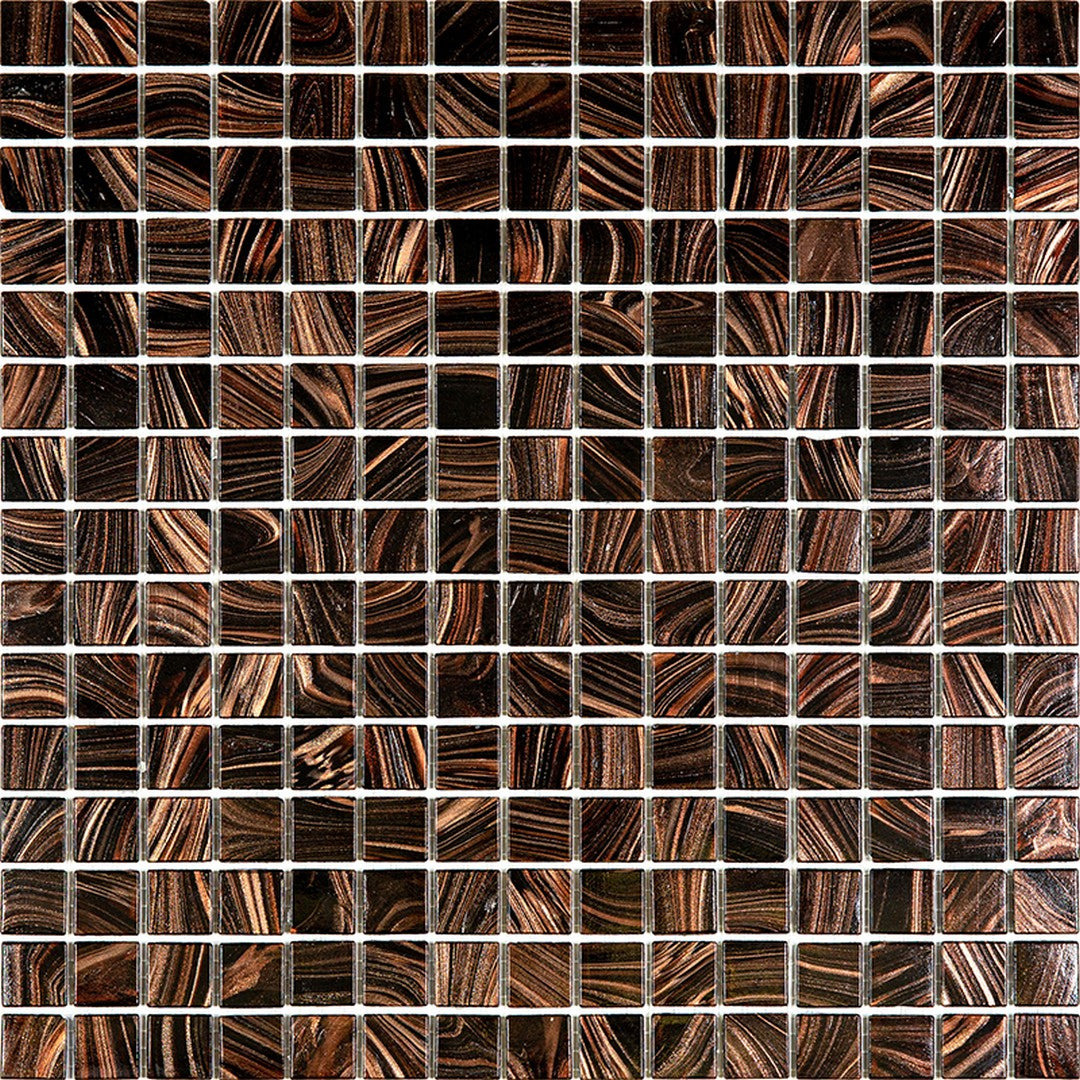 MiR Alma Solid Color Stella Brown 12" x 12" Glass 0.8" Mosaic