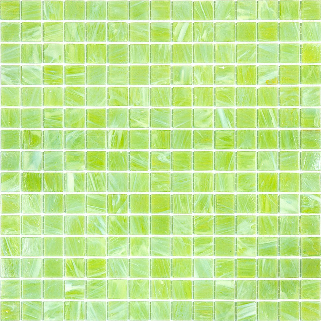 MiR Alma Solid Color Stella Green 12" x 12" Glass 0.8" Mosaic