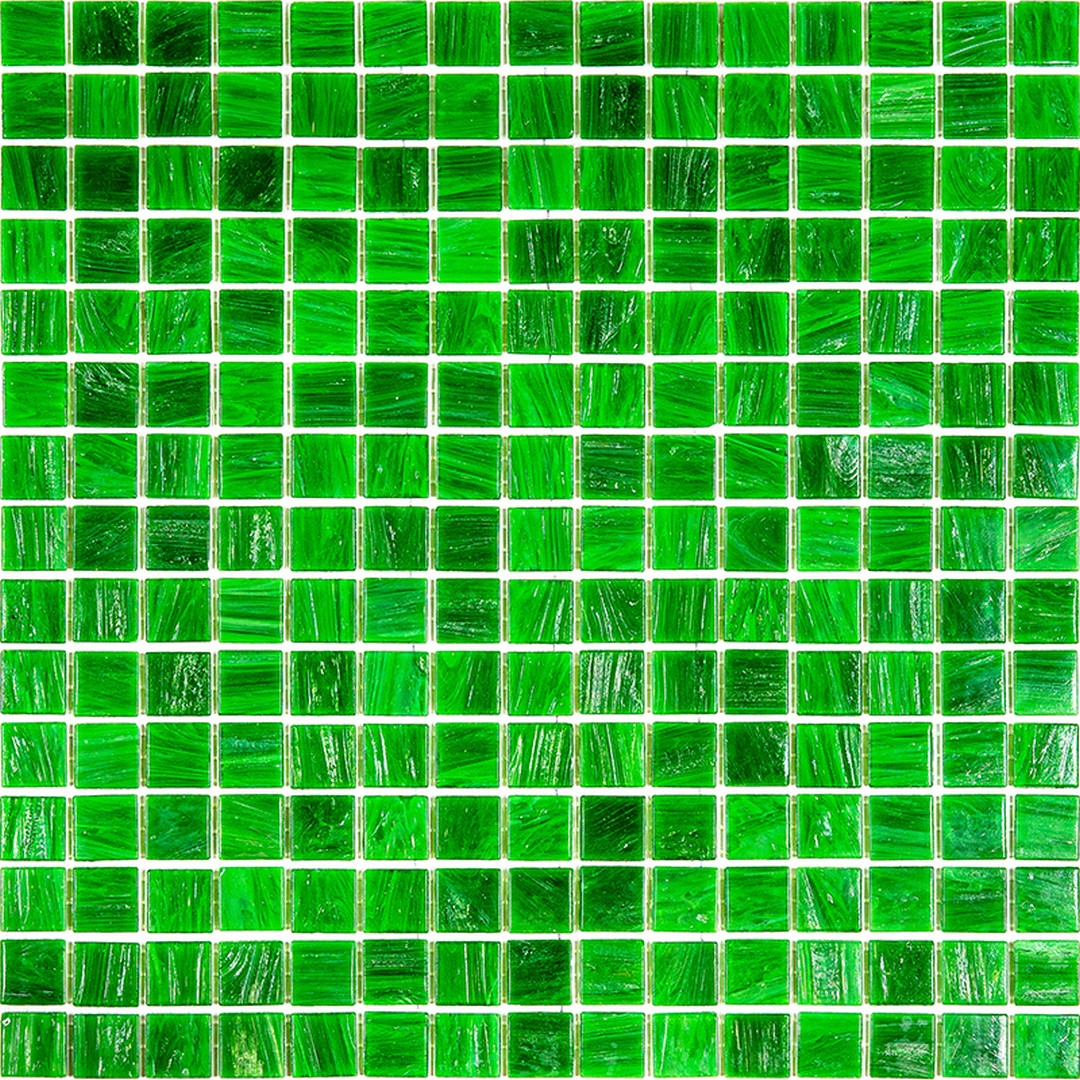 MiR Alma Solid Color Stella Green 12" x 12" Glass 0.8" Mosaic