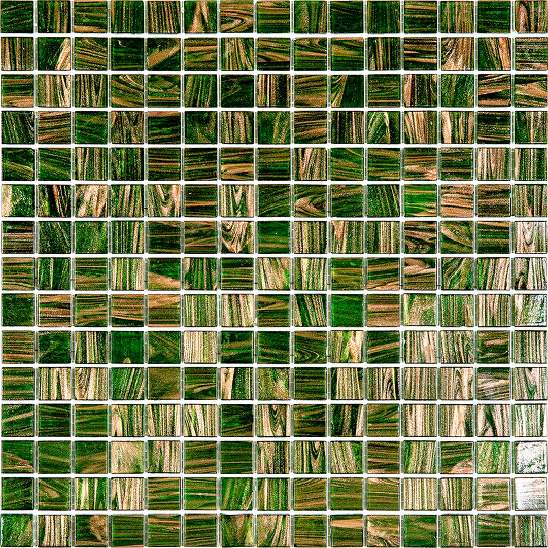 MiR Alma Solid Color Stella Green 12" x 12" Glass 0.8" Mosaic