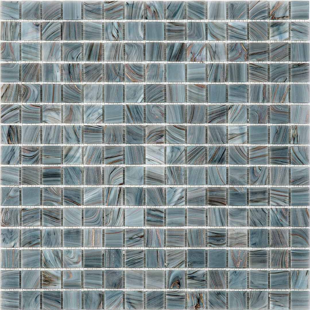 MiR Alma Solid Color Stella Grey 12" x 12" Glass 0.8" Mosaic