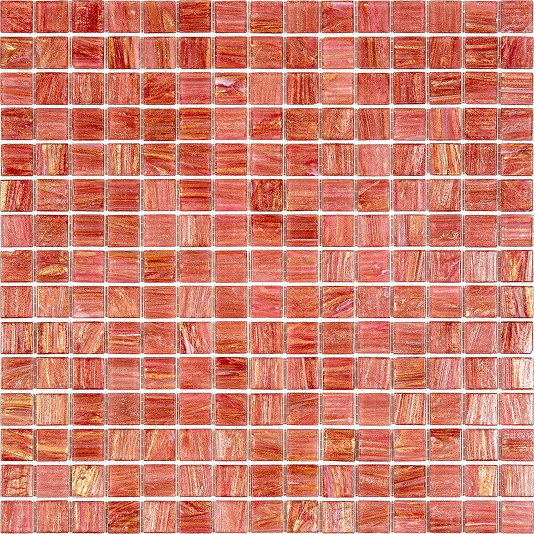 MiR Alma Solid Color Stella Red 12" x 12" Glass 0.8" Mosaic