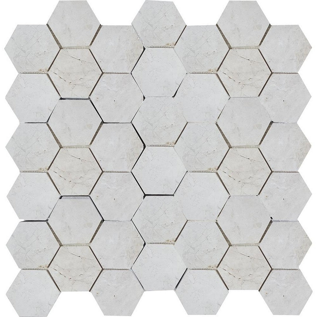 Tesoro Pietra Antica 12.5" x 11.75" Brushed 2" Hexagon Natural Stone Mosaic