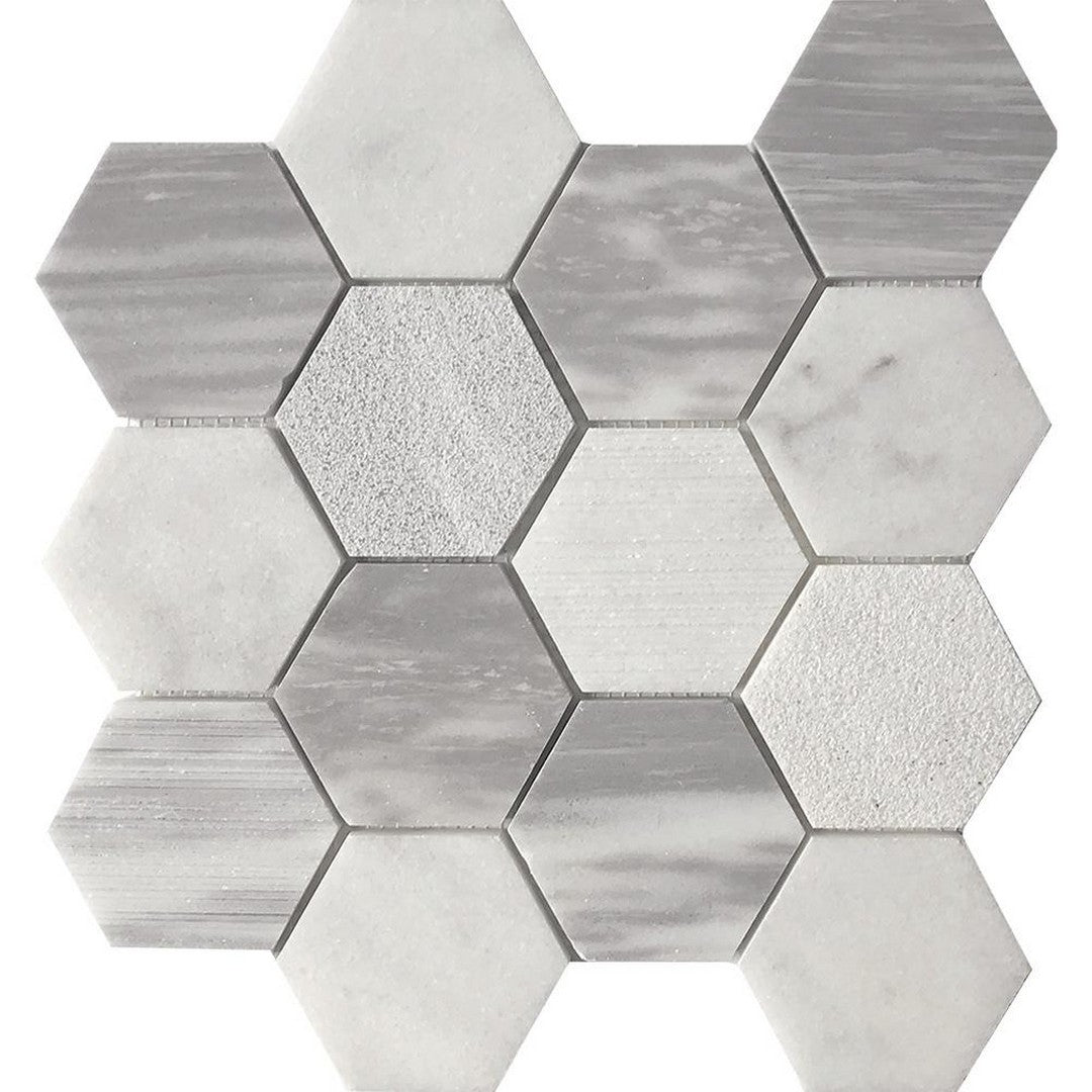 Tesoro Contempo 11.75" x 11.75" - 3" Hexagon Blend Natural Stone Mosaic