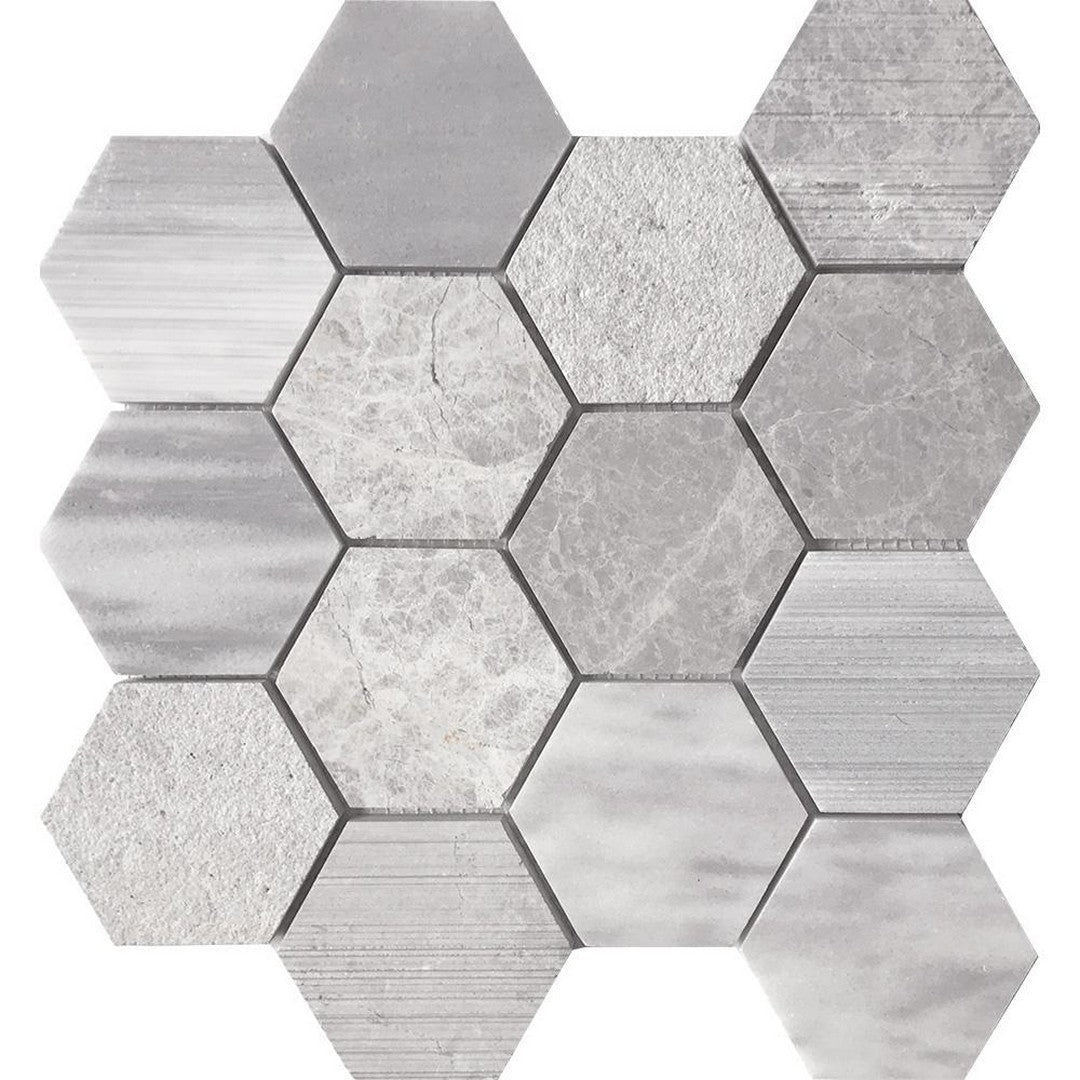 Tesoro Contempo 11.75" x 11.75" - 3" Hexagon Blend Natural Stone Mosaic