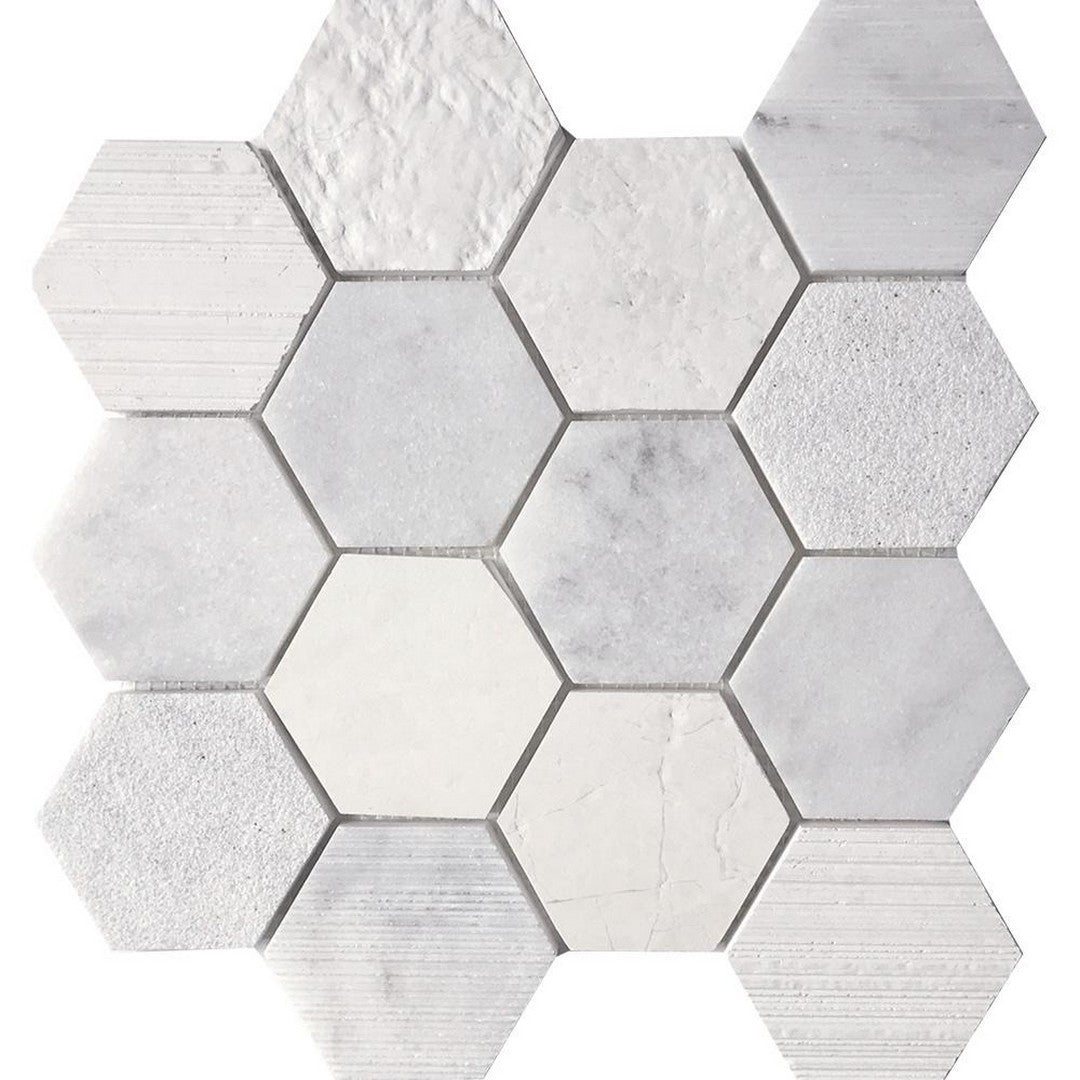 Tesoro Contempo 11.75" x 11.75" - 3" Hexagon Blend Natural Stone Mosaic