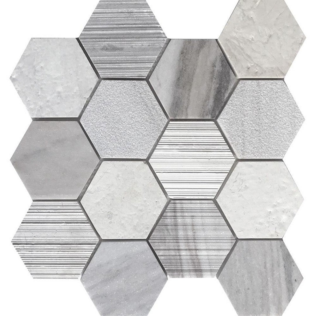 Tesoro Contempo 11.75" x 11.75" - 3" Hexagon Blend Natural Stone Mosaic
