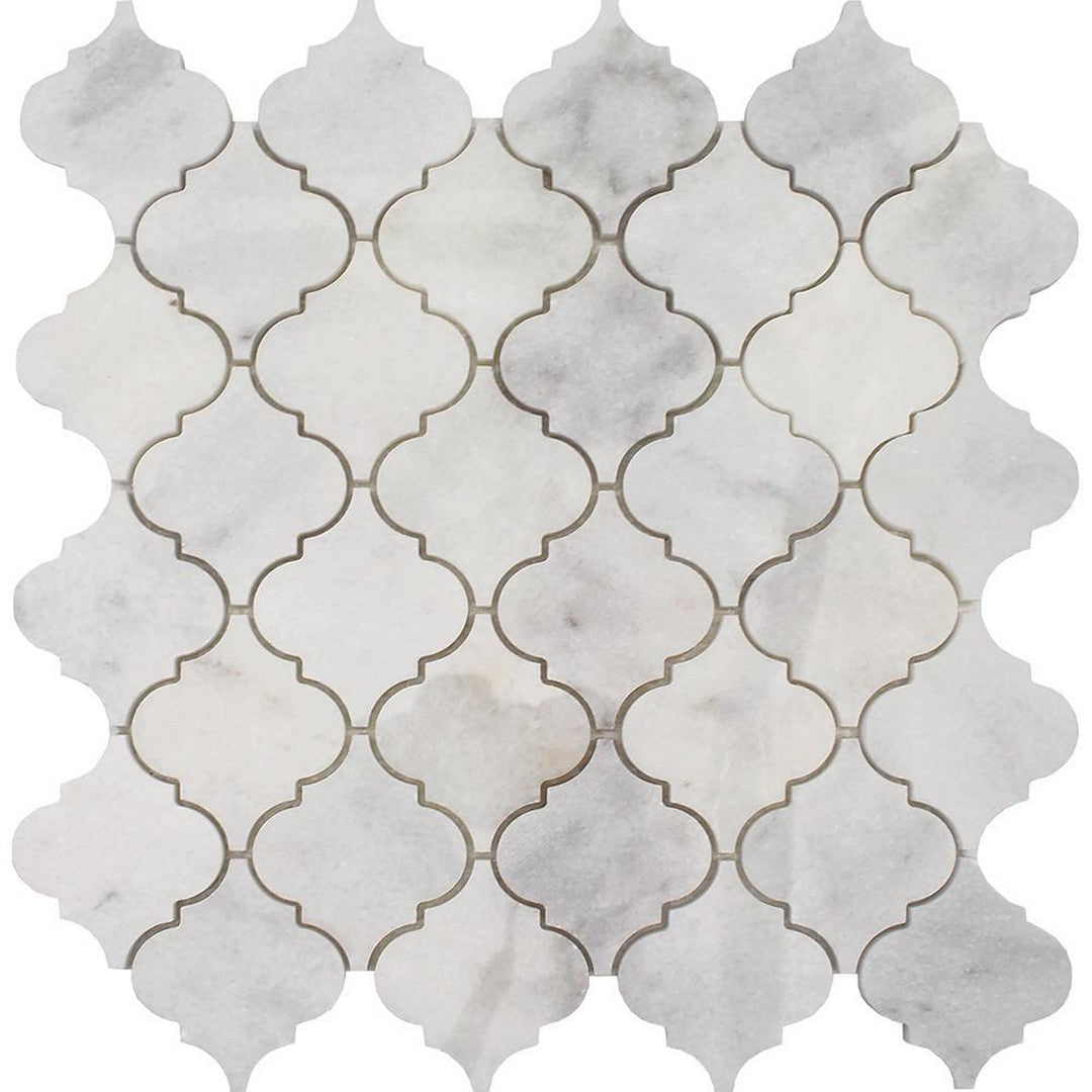Tesoro Hybrid 12" x 11.5" Arabesque Waterjet Design Natural Stone Mosaic